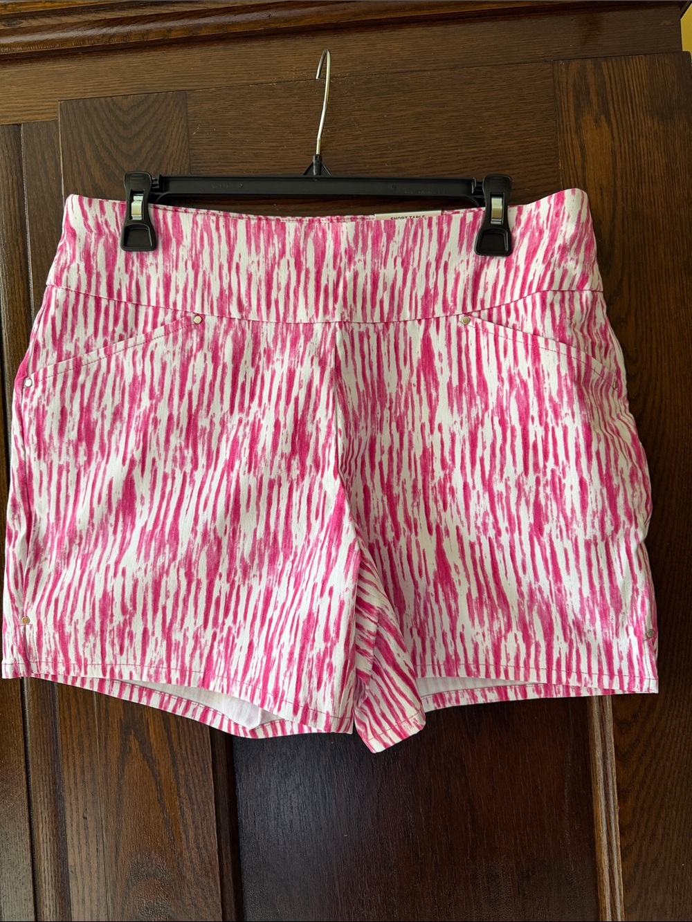 INC International Concepts Pink and White Patterned High-Waist Shorts